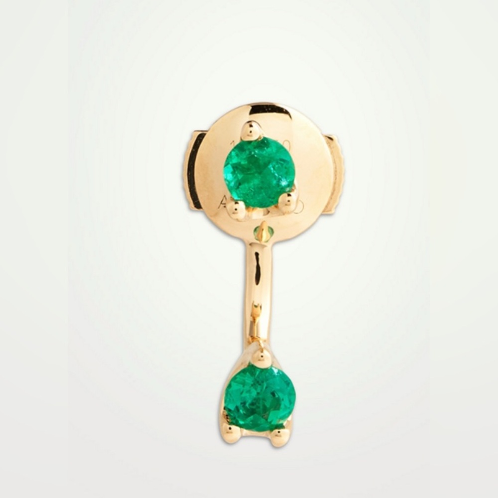 ANITA KO - EMERALD ORBIT 18K GOLD EARRING